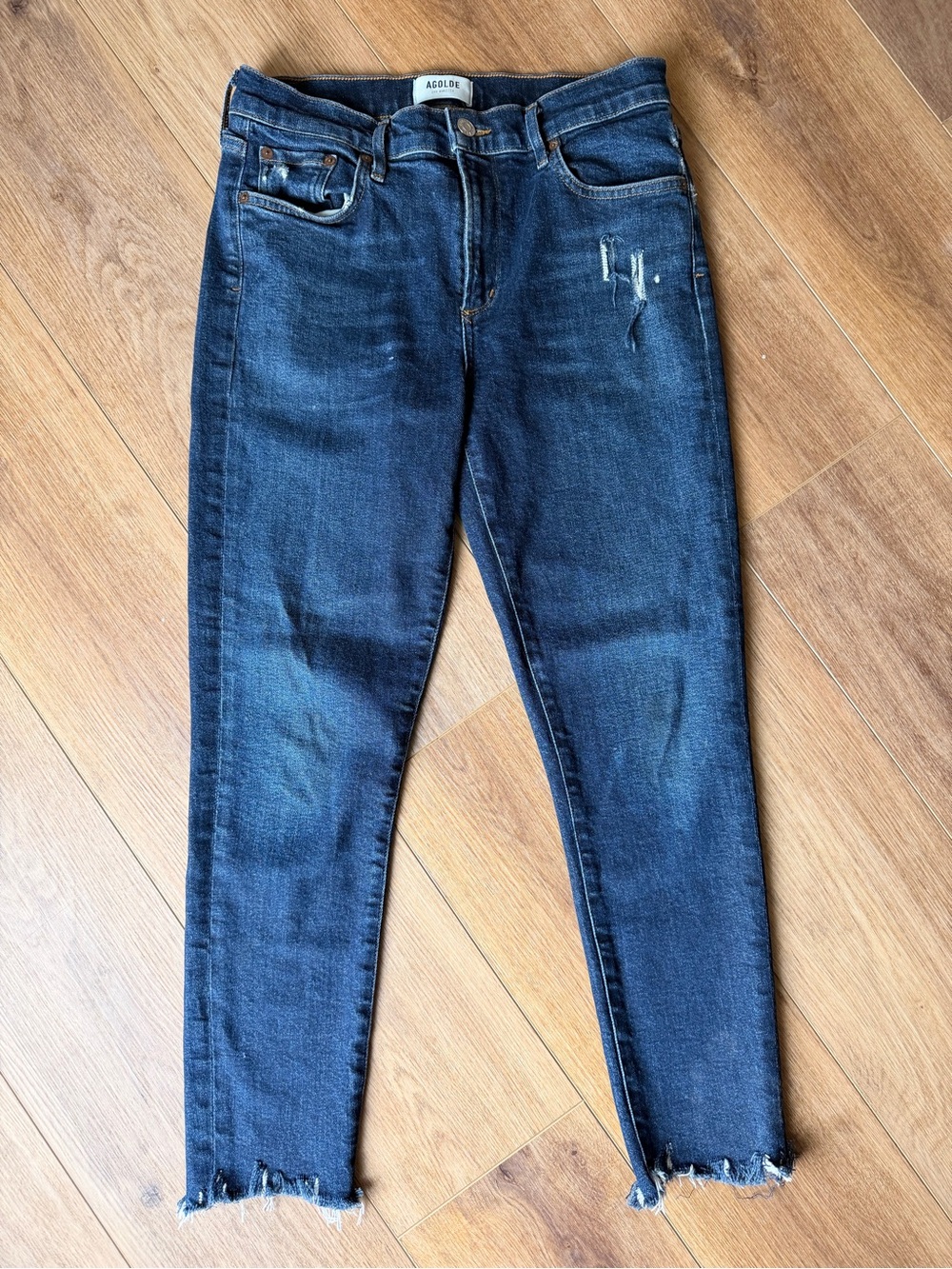 AGOLDE Dark Wash Distressed Slim Skinny Jeans Size 27